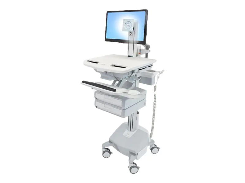 Ergotron Wagen - für LCD-Display / PC-Ausrüstung - medizinisch - Aluminium, verzinker Stahl, hochwertiger Kunststoff - Grau, weiß, Polished Aluminum - Bildschirmgröße: bis zu 61 cm (bis zu 24 Zoll) SV44-1322-2