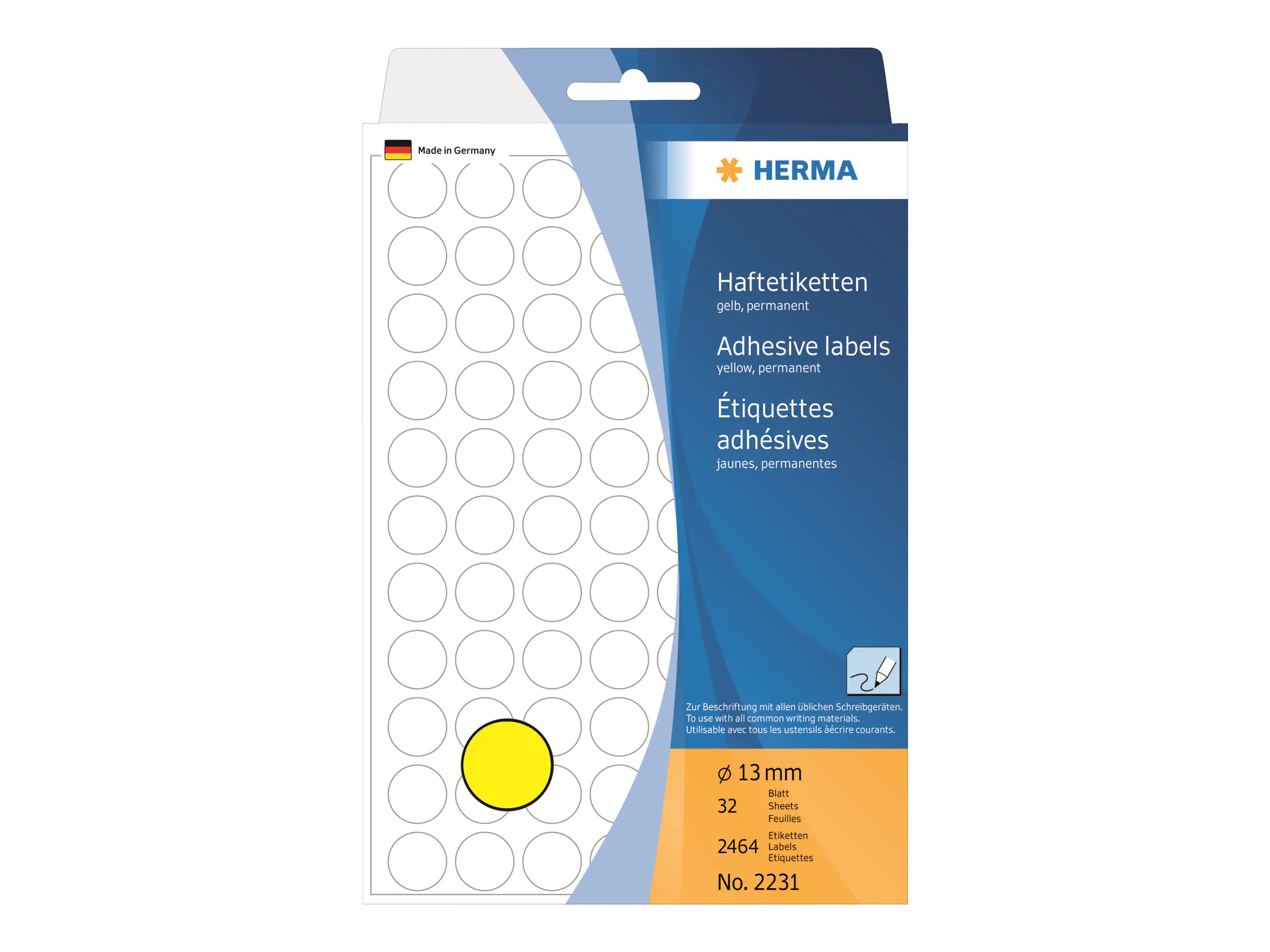 HERMA Markierungspunkt 2231 13mm Papier gelb 2.464 St./Pack.