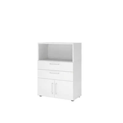 Hammerbacher Regalschrank FlexWall 800 x 1.100 x 417 mm (B x H x T) Flügeltür ohne Rollen Holz weiß