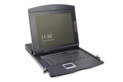 Digitus Professional DS-72210-2GE - KVM-Konsole mit KVM-Switch - 8 Anschlüsse - Deutsch - 43.2 cm (17") - Rack - einbaufähig - 1280 x 1024 @ 60 Hz - 1000:1 - Schwarz, RAL 9005 - 1U Digitus Professional DS-72210-2GE - KVM-Konsole mit KVM-Switch - 8 Anschlüsse - Deutsch - 43.2 cm (17") - Rack - einbaufähig - 1280 x 1024 @ 60 Hz - 1000:1 - Schwarz, RAL 9005 - 1U