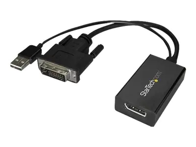 StarTech DVI auf DisplayPort Adapter mit USB Power - DVI-D zu DP Video Adapter - DVI zu DisplayPort Konverter - 1920 x 1200 - Display-Adapter - Dual Link - DVI-D (M) bis DisplayPort (W) - USB-Strom StarTech DVI auf DisplayPort Adapter mit USB Power - DVI-D zu DP Video Adapter - DVI zu DisplayPort Konverter - 1920 x 1200 - Display-Adapter - Dual Link - DVI-D (M) bis DisplayPort (W) - USB-Strom