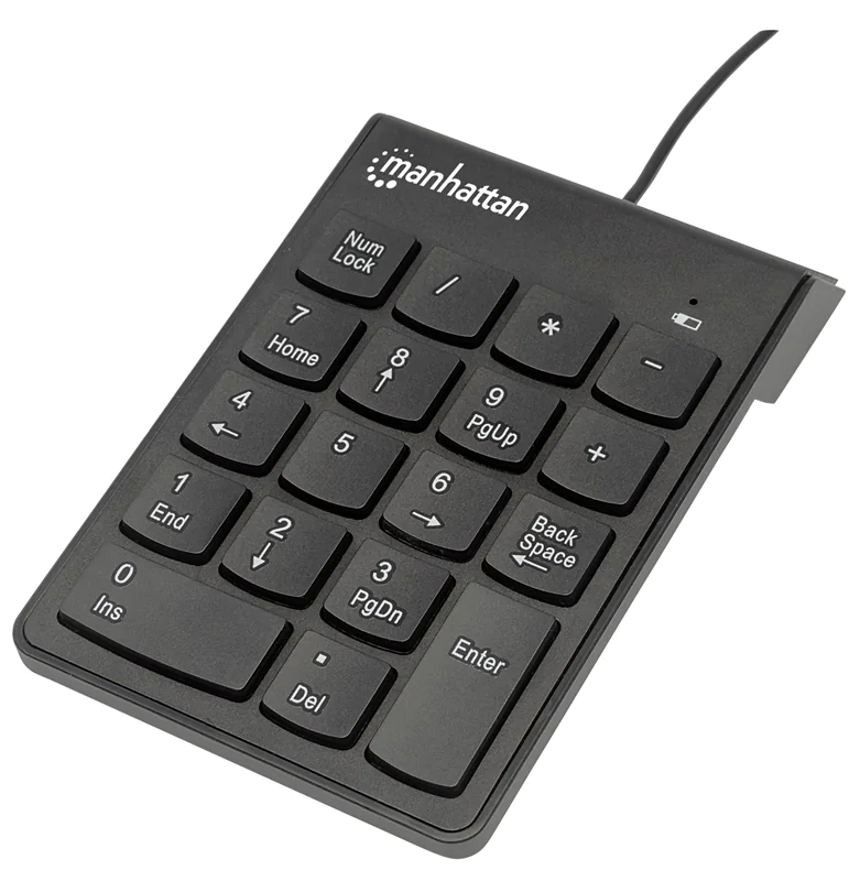 Manhattan Numeric Keypad, Wired, USB-A, 18 Full Size Keys, Black, Membrane Key Switches, Windows and Mac, Three Year Warranty, Blister - Tastenfeld - USB - Schwarz Manhattan Numeric Keypad, Wired, USB-A, 18 Full Size Keys, Black, Membrane Key Switches, Windows and Mac, Three Year Warranty, Blister - Tastenfeld - USB - Schwarz
