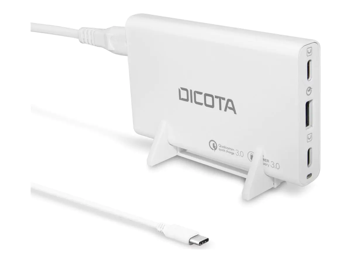 Dicota - Netzteil - Universal - 65 Watt - PD 3.0, QC 4+ - 3 Ausgabeanschlussstellen (2 x USB-C, USB) - auf Kabel: USB-C - weiß Dicota - Netzteil - Universal - 65 Watt - PD 3.0, QC 4+ - 3 Ausgabeanschlussstellen (2 x USB-C, USB) - auf Kabel: USB-C - weiß