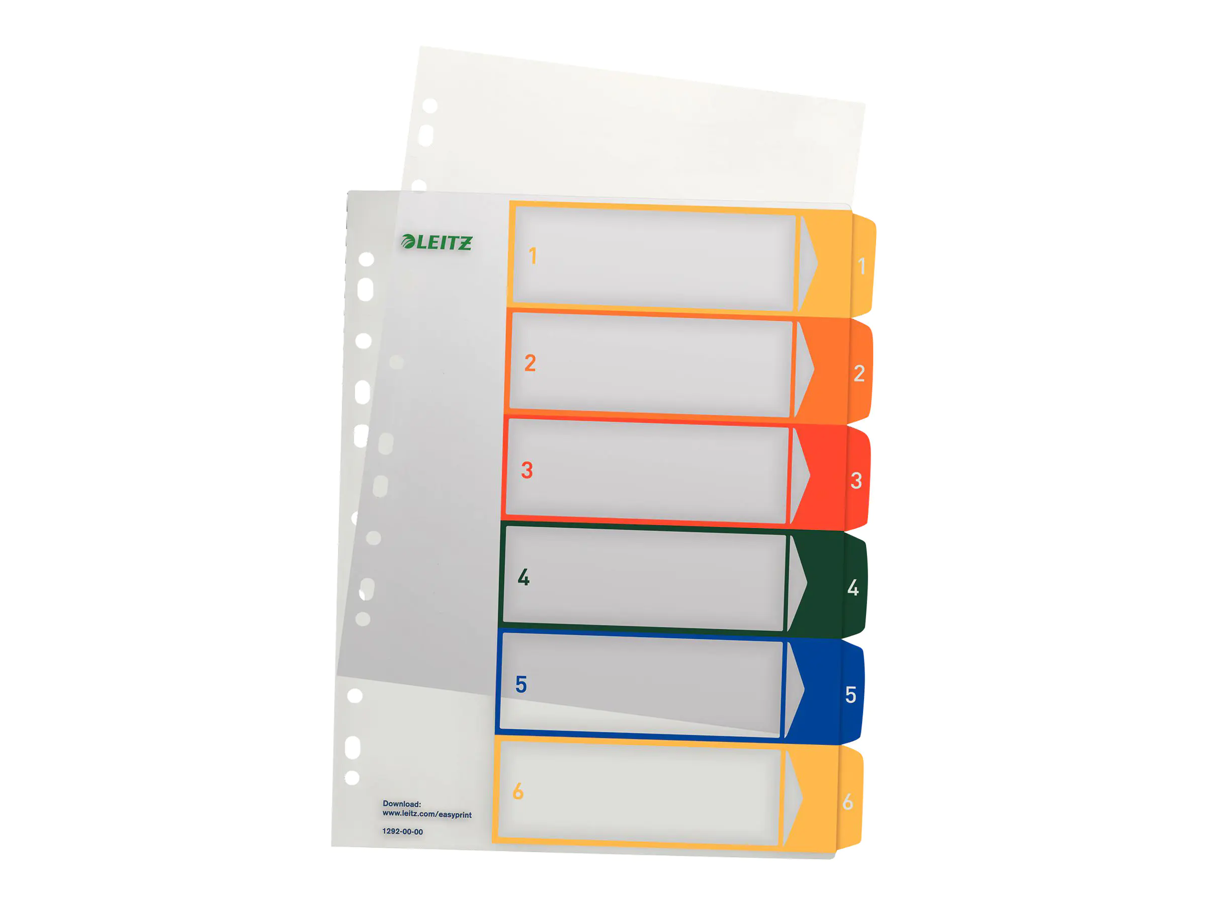 Leitz Register 12920000 DIN A4 1-6 volle Höhe PP farbig/transparent