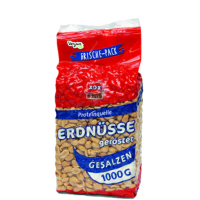 XOX Erdnüsse gesalzen Tüte 1.000 g/Pack. XOX Erdnüsse gesalzen Tüte 1.000 g/Pack.