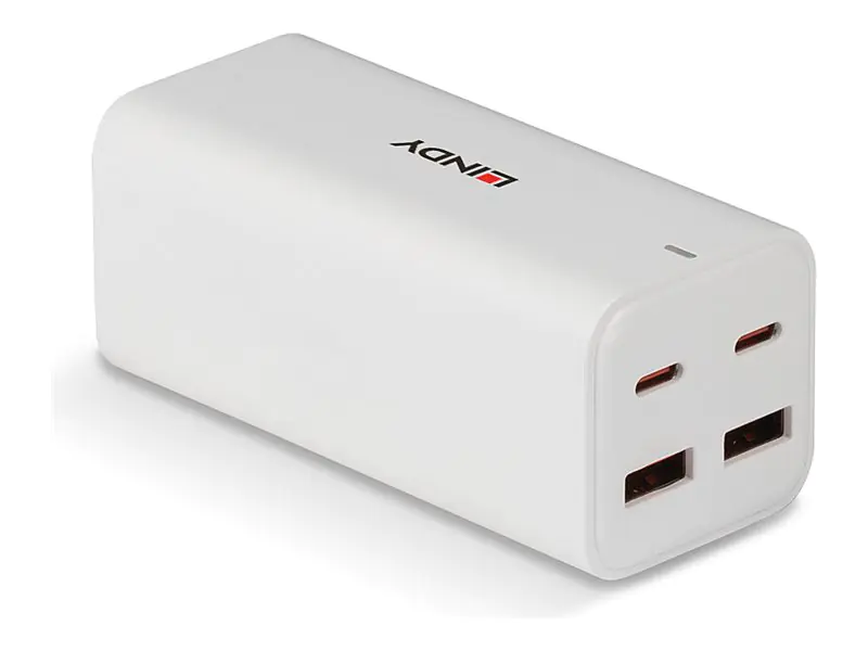 Lindy Netzteil - 100 Watt - 5 A - Power Delivery 3.0 + PPS, GaNFast - 4 Ausgabeanschlussstellen (2 x USB-C, 2 x USB) 73441