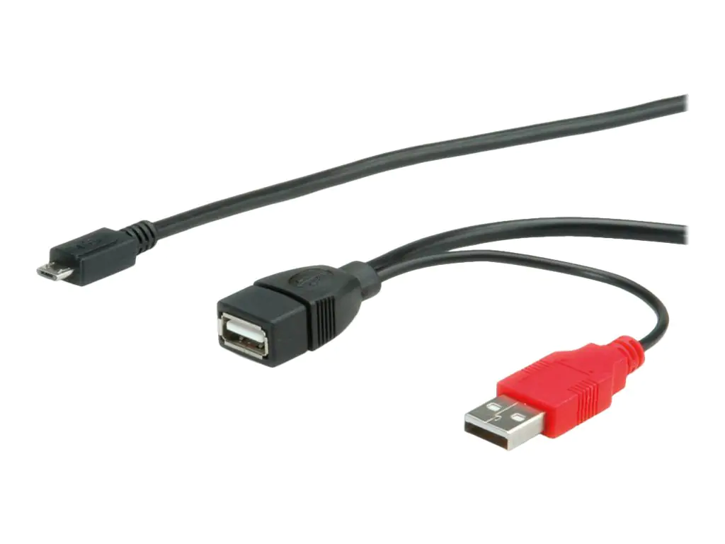 Roline - USB- / Stromkabel - Micro-USB Typ B (M) zu USB Typ B, USB (nur Strom) - 1 m - Schwarz