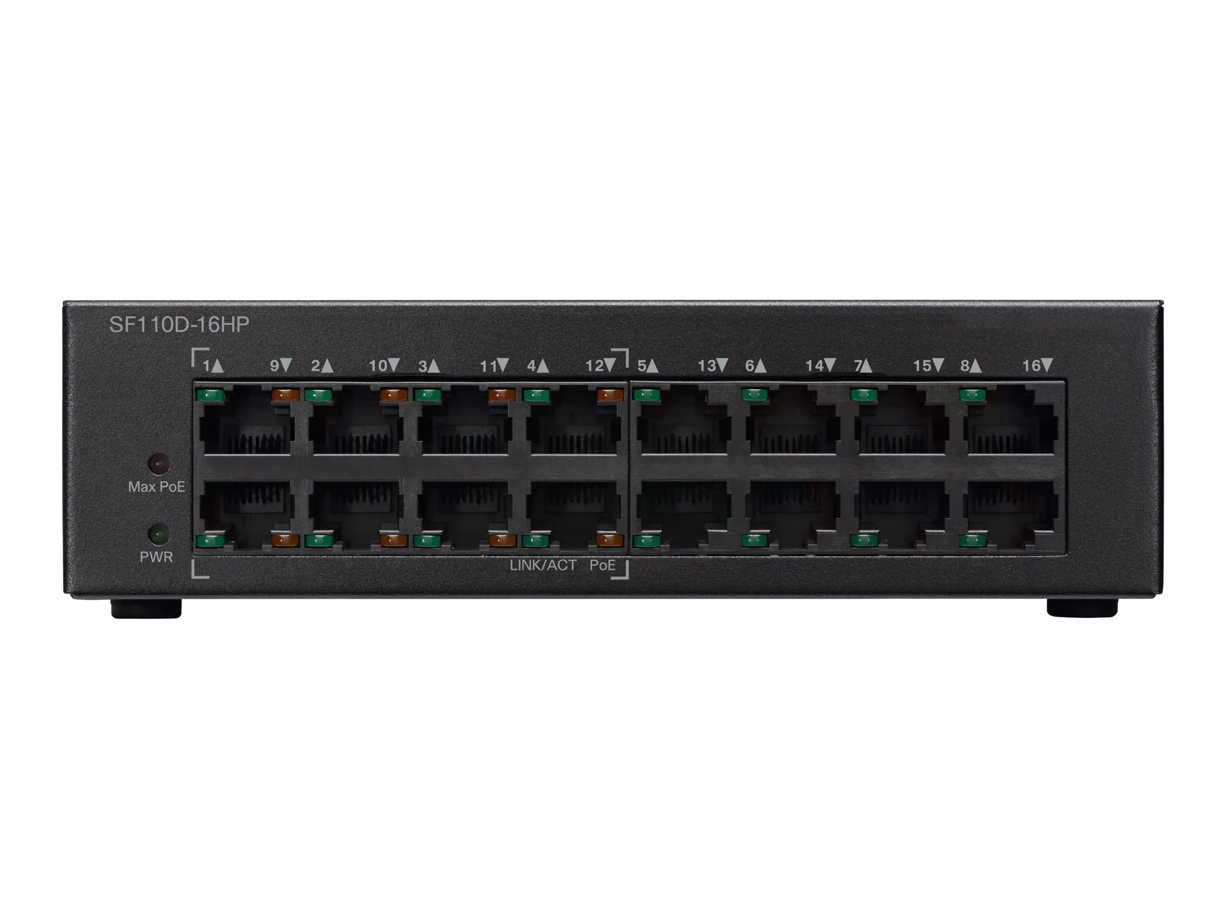 Cisco Small Business SF110D-16HP - Switch - unmanaged - 8 x 10/100 + 8 x 10/100 (PoE) SF110D-16HP-EU-RF