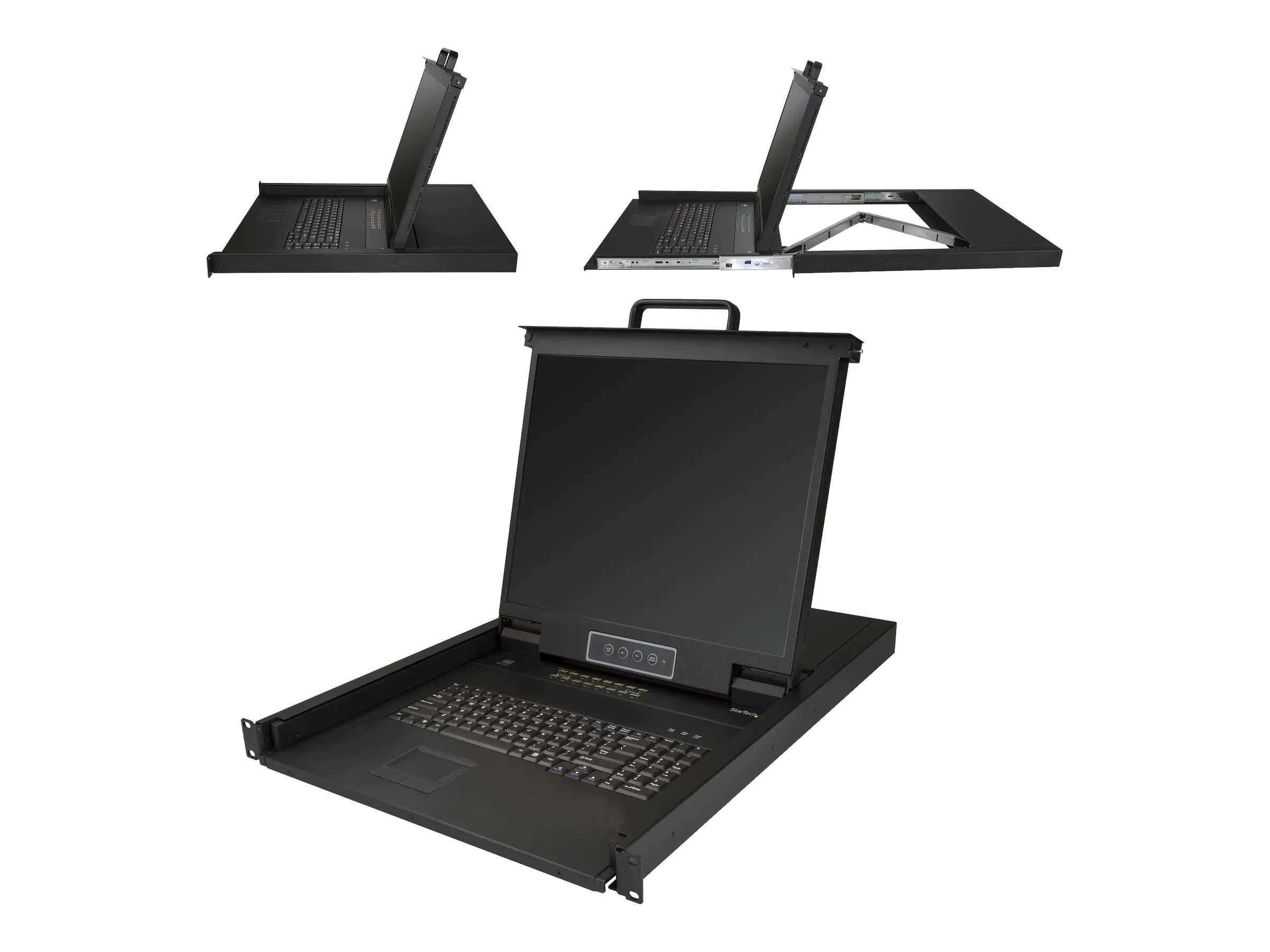 StarTech 16 Port Rack KVM Konsole mit 1,8 m Kabeln - US Tastatur(QWERTY), Integrierter KVM Switch mit 19" LCD Monitor - 1HE LCD KVM Konsole - OSD KVM - 50.000 MTBF - USB + VGA(RKCONS1916K) - KVM-Konsole mit KVM-Switch - 16 Anschlüsse - PS/2, USB - US - 48