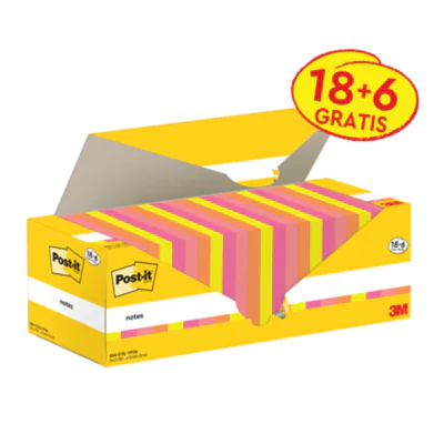 Post-it® Haftnotiz Notes Promotion 76 x 76 mm (B x H) je 1 x neongelb, pink, rosa, vitalorange 100 Bl./Block 24 Block/Pack. Post-it® Haftnotiz Notes Promotion 76 x 76 mm (B x H) je 1 x neongelb, pink, rosa, vitalorange 100 Bl./Block 24 Block/Pack.