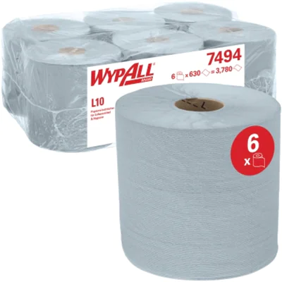 WYPALL* Wischtuch L10 Control™ 18,5 x 38 cm (B x L) Airflex™ blau 6 Rl./Pack.