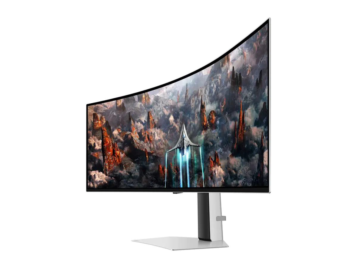 Samsung Odyssey OLED G9 S49CG934SU - G93SC Series - OLED-Monitor - Gaming - gebogen - 124 cm (49") - 5120 x 1440 Dual Quad HD @ 240 Hz - 250 cd/m² - 1000000:1 - DisplayHDR 400 True Black - 0.03 ms - DisplayPort, Micro HDMI, HDMI - Lautsprecher - Silb