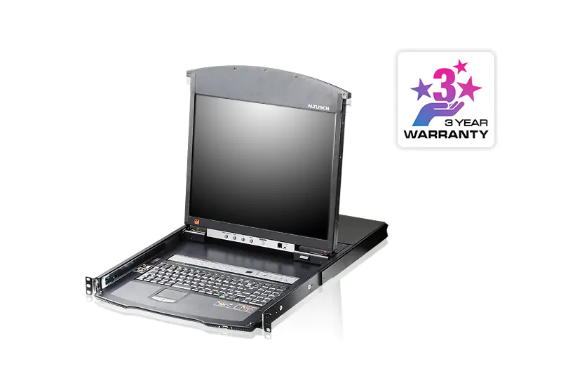 ATEN ALTUSEN KL1508AiM - KVM-Konsole mit KVM-Switch - 8 Anschlüsse - PS/2, USB - German QWERTZ - 43.2 cm (17") - Rack - einbaufähig - 1280 x 1024 @ 75 Hz - 1000:1 - 5 ms - VGA - 1U