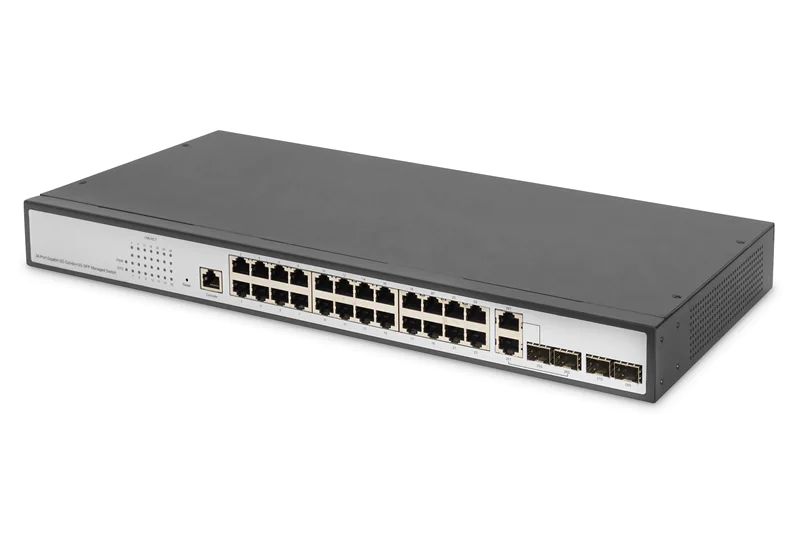 DIGITUS DN-80221-3 - Switch - managed - 24 x 10/100/1000 + 2 x 10/100/1000/SFP (Uplink) + 2 x SFP (mini-GBIC) (Uplink) - Desktop, an Rack montierbar