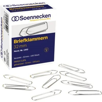 Soennecken Briefklammer 1352 32mm verzinkt 100 St./Pack. Soennecken Briefklammer 1352 32mm verzinkt 100 St./Pack.