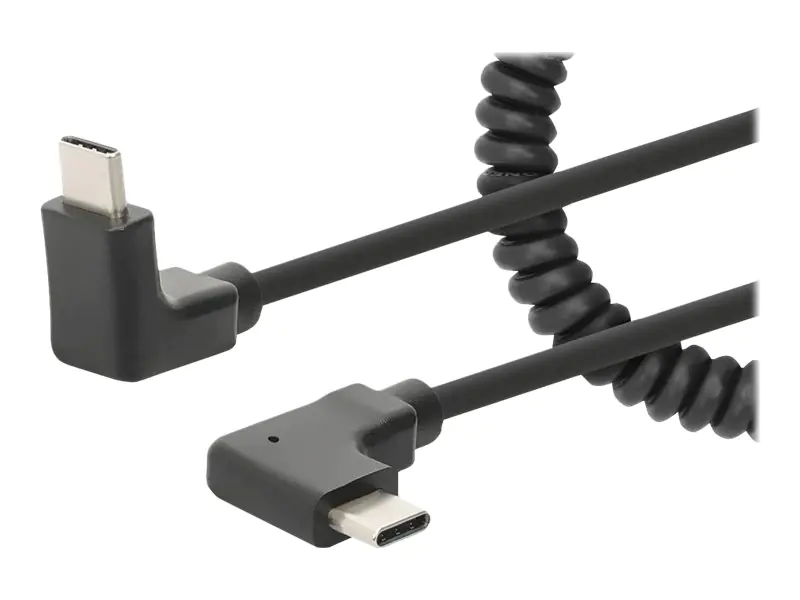 Manhattan USB-C to USB-C Cable, 1m, Male to Male, Black, 480 Mbps (USB 2.0), Tangle Resistant Curly Design, Angled Connectors, Ideal for Charging Cabinets/Carts, Power Delivery up to 60W, Hi-Speed USB, Lifetime Warranty, Polybag - USB-Kabel - 24 pin USB-C Manhattan USB-C to USB-C Cable, 1m, Male to Male, Black, 480 Mbps (USB 2.0), Tangle Resistant Curly Design, Angled Connectors, Ideal for Charging Cabinets/Carts, Power Delivery up to 60W, Hi-Speed USB, Lifetime Warranty, Polybag - USB-Kabel - 24 pin USB-C