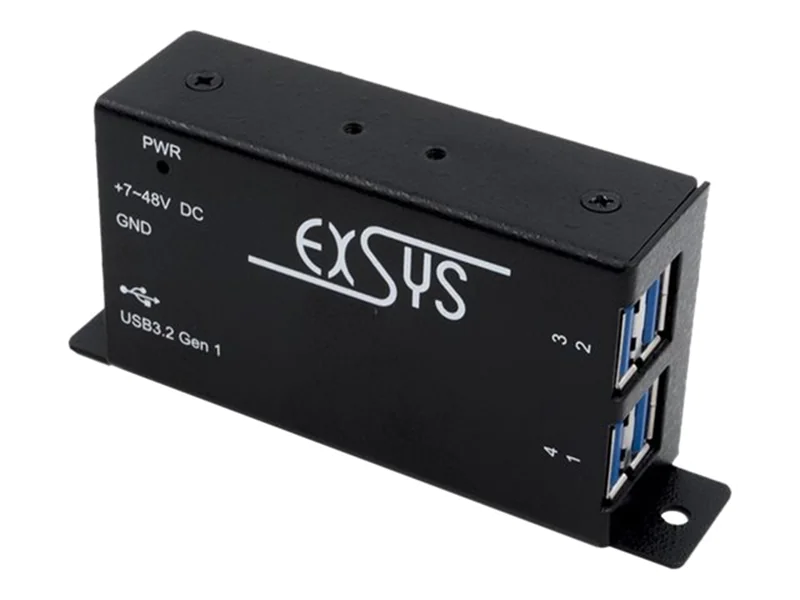 Exsys EX-1181HMS - Hub - 4 x USB 3.2 Gen 1 - an DIN-Schiene montierbar, wandmontierbar - Gleichstrom