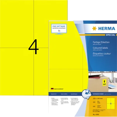 HERMA Etikett SPECIAL 4396 105x148mm gelb 400 St./Pack. HERMA Etikett SPECIAL 4396 105x148mm gelb 400 St./Pack.