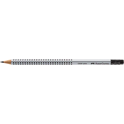 Faber-Castell Bleistift GRIP 2001 117200 mit Radierer HB silbergrau Faber-Castell Bleistift GRIP 2001 117200 mit Radierer HB silbergrau