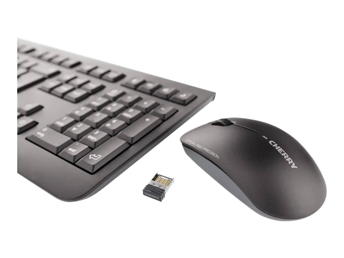 CHERRY DW 3000 - Tastatur-und-Maus-Set - kabellos - RF, 2.4 GHz - Französisch - Schwarz