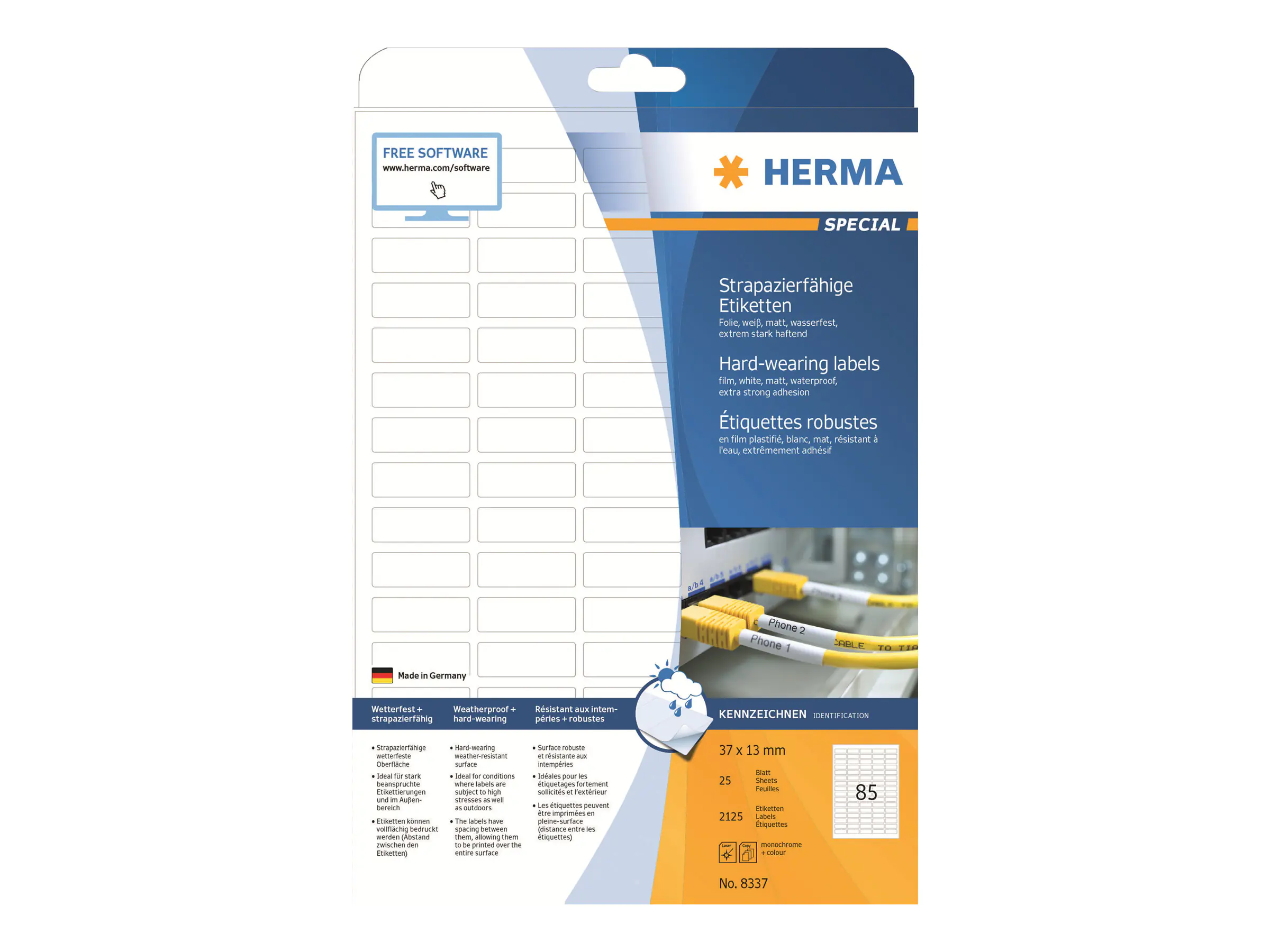 HERMA Etikett 8337 37x13mm PES weiß 2.125 St./Pack.