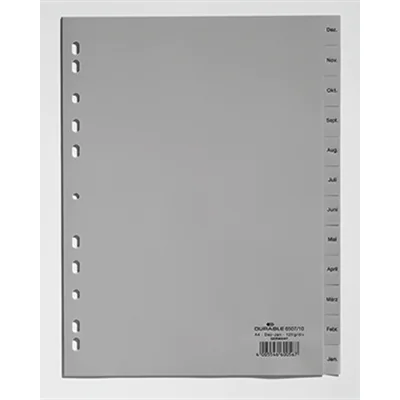 DURABLE Register 650710 DIN A4 volldeckend Dez-Jan 12tlg. PP grau DURABLE Register 650710 DIN A4 volldeckend Dez-Jan 12tlg. PP grau
