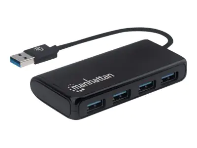 Manhattan USB-A 4-Port Hub, 4x USB-A Ports, 5 Gbps (USB 3.2 Gen1 aka USB 3.0), Bus Power, SuperSpeed USB, Black, Three Year Warranty, Box - Hub - 4 x USB 3.2 Gen 1 - Desktop Manhattan USB-A 4-Port Hub, 4x USB-A Ports, 5 Gbps (USB 3.2 Gen1 aka USB 3.0), Bus Power, SuperSpeed USB, Black, Three Year Warranty, Box - Hub - 4 x USB 3.2 Gen 1 - Desktop