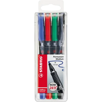 STABILO Folienschreiber OHPen 843/4 M 1mm sortiert 4 St./Pack. STABILO Folienschreiber OHPen 843/4 M 1mm sortiert 4 St./Pack.