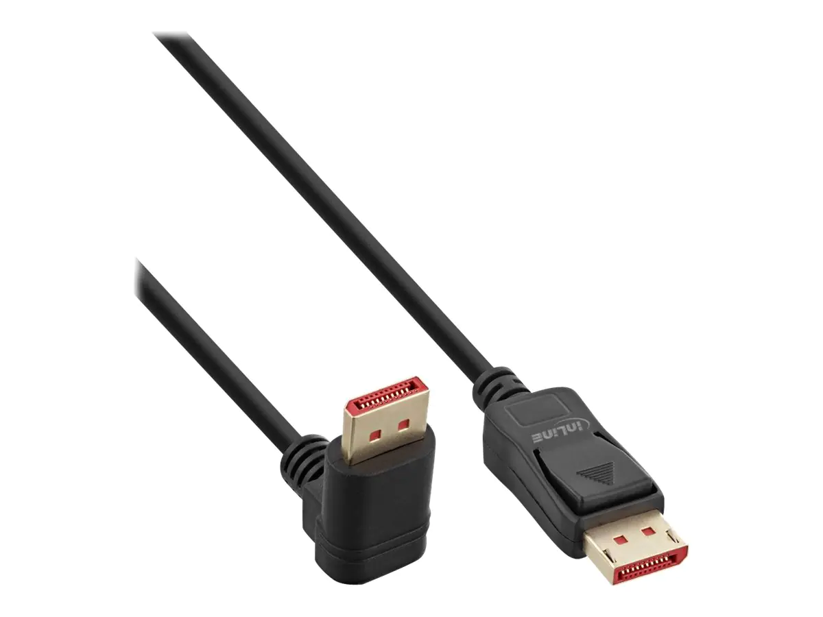 InLine - DisplayPort-Kabel - DisplayPort (M) nach unten abgewinkelt zu DisplayPort (M) - DisplayPort 1.4 - 2 m - 8K Unterstützung - Schwarz