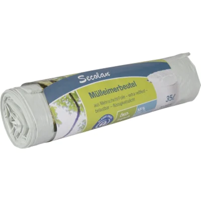 Secolan Müllbeutel 50 x 62 cm (B x H) 25µm 35l Polyethylen, 100 % recycelt weiß 20 St./Pack. Secolan Müllbeutel 50 x 62 cm (B x H) 25µm 35l Polyethylen, 100 % recycelt weiß 20 St./Pack.