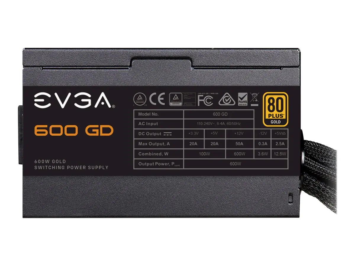 EVGA 600 GD - Netzteil (intern) - ATX12V / EPS12V - 80 PLUS Gold - Wechselstrom 100-240 V - 600 Watt - aktive PFC