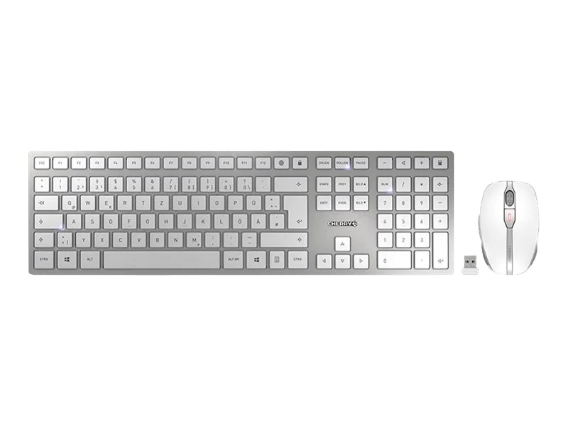 CHERRY DW 9100 SLIM - Tastatur-und-Maus-Set - kabellos - 2.4 GHz, Bluetooth 4.2 - QWERTZ - Deutsch - Weiß/Silber CHERRY DW 9100 SLIM - Tastatur-und-Maus-Set - kabellos - 2.4 GHz, Bluetooth 4.2 - QWERTZ - Deutsch - Weiß/Silber