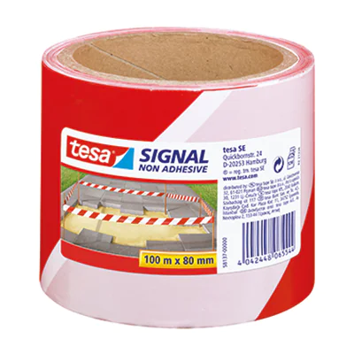 tesa Absperrband Signal 58137-00000 80mmx100m rot/weiß tesa Absperrband Signal 58137-00000 80mmx100m rot/weiß