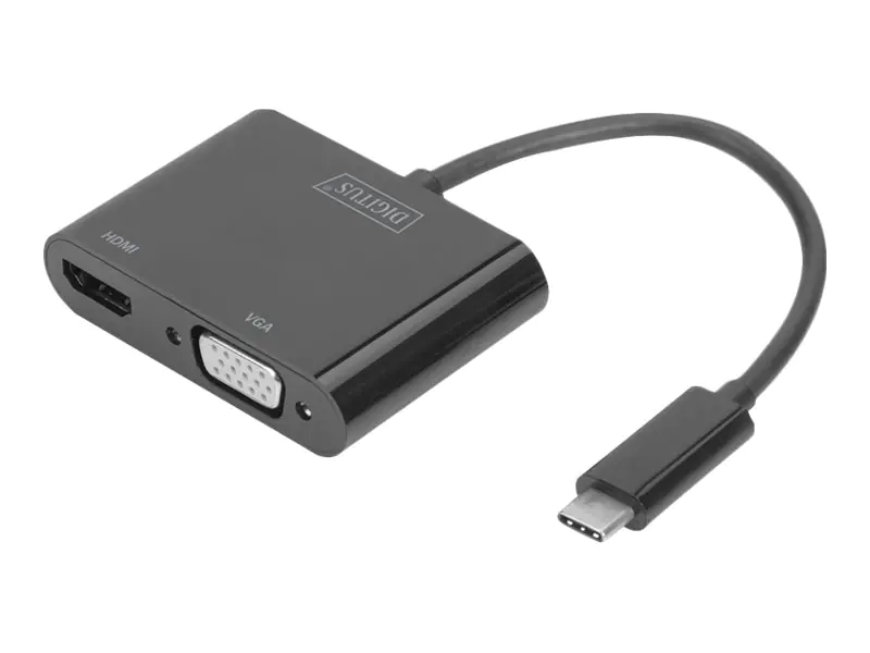 DIGITUS - Externer Videoadapter - USB-C 3.1 - HDMI, VGA - Schwarz