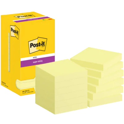 Post-it Haftnotiz Super Sticky Notes 76 x 76 mm (B x H) 76 x 76 mm (B x H) gelb 90 Bl./Block 12 Block/Pack. Post-it Haftnotiz Super Sticky Notes 76 x 76 mm (B x H) 76 x 76 mm (B x H) gelb 90 Bl./Block 12 Block/Pack.