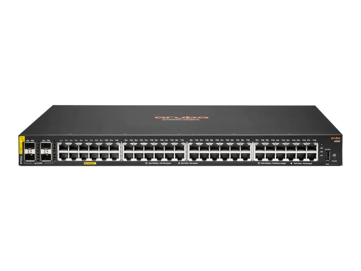 HPE Aruba Networking CX 6000 48G Class4 PoE 4SFP 740W Switch - Switch - L3 - managed - 48 x 10/100/1000 (PoE+) R9Y03AR