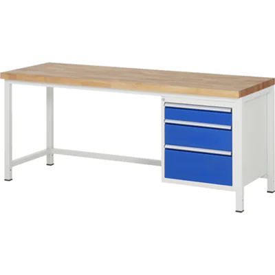 RAU Werkbank 8000 2.000 x 840-1.040 x 700 mm (B x H x T) enzianblau lichtgrau
