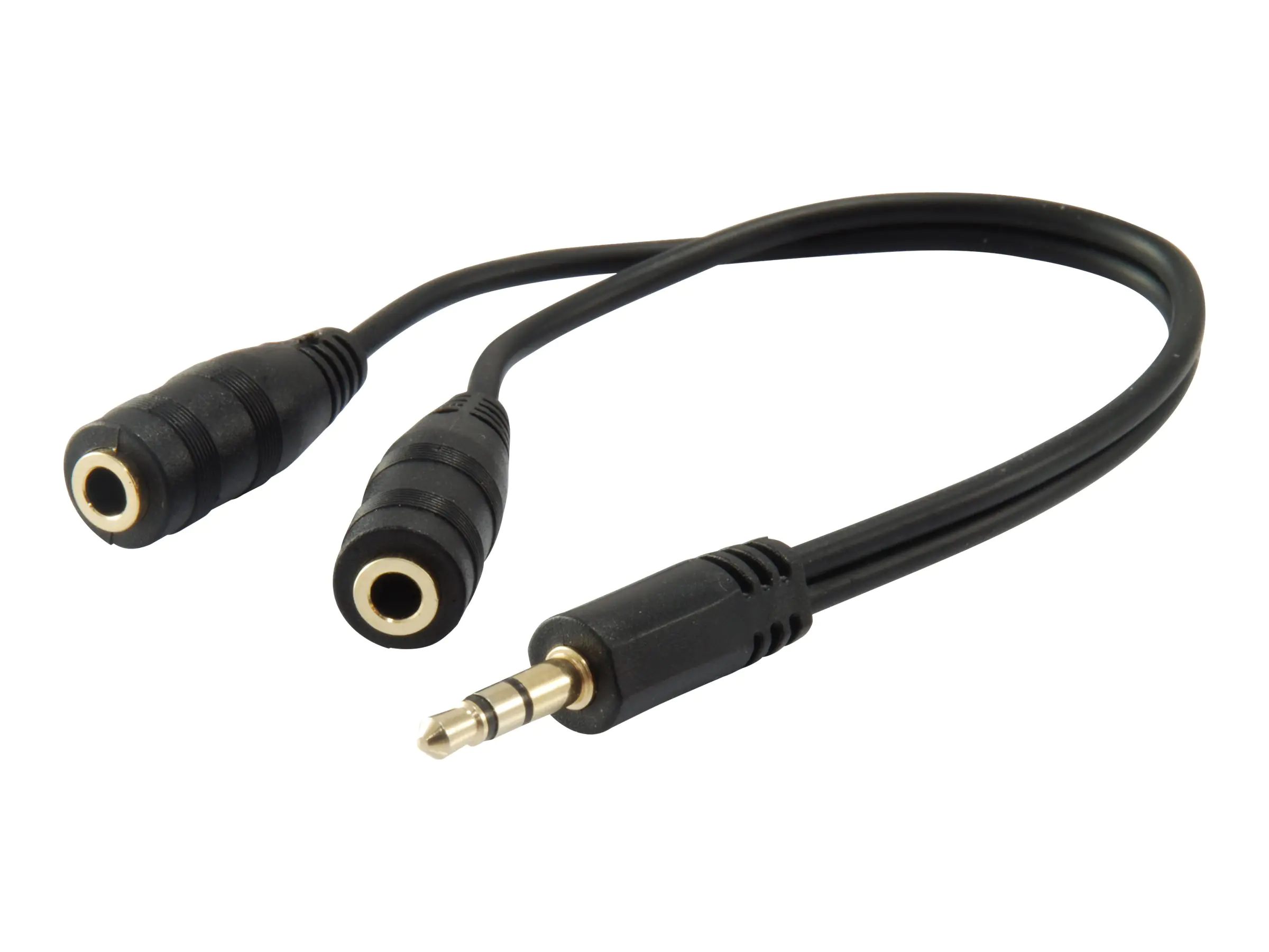 Equip Life Audio Split Cable - Audio-Splitter - 4-poliger Mini-Stecker männlich zu 4-poliger Mini-Stecker weiblich - 13 cm - Schwarz