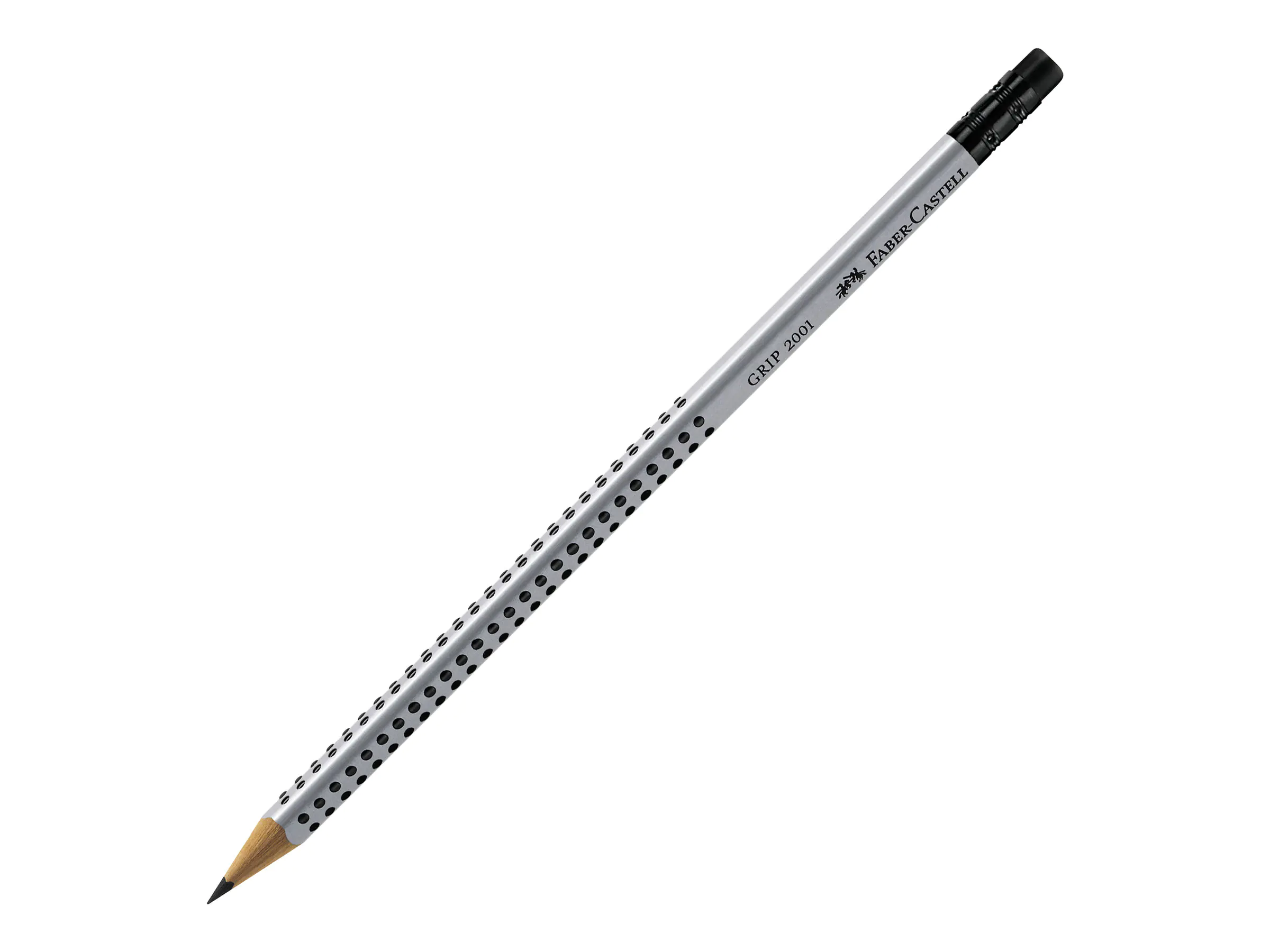 Faber-Castell Bleistift GRIP 2001 117200 mit Radierer HB silbergrau