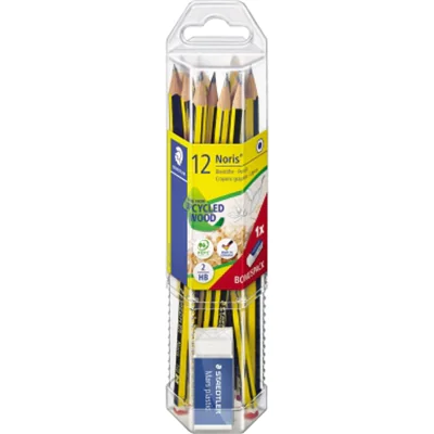 STAEDTLER Bleistift Noris 61 120 P1 HB ge/sw 12 St./Pack. +Radierer STAEDTLER Bleistift Noris 61 120 P1 HB ge/sw 12 St./Pack. +Radierer