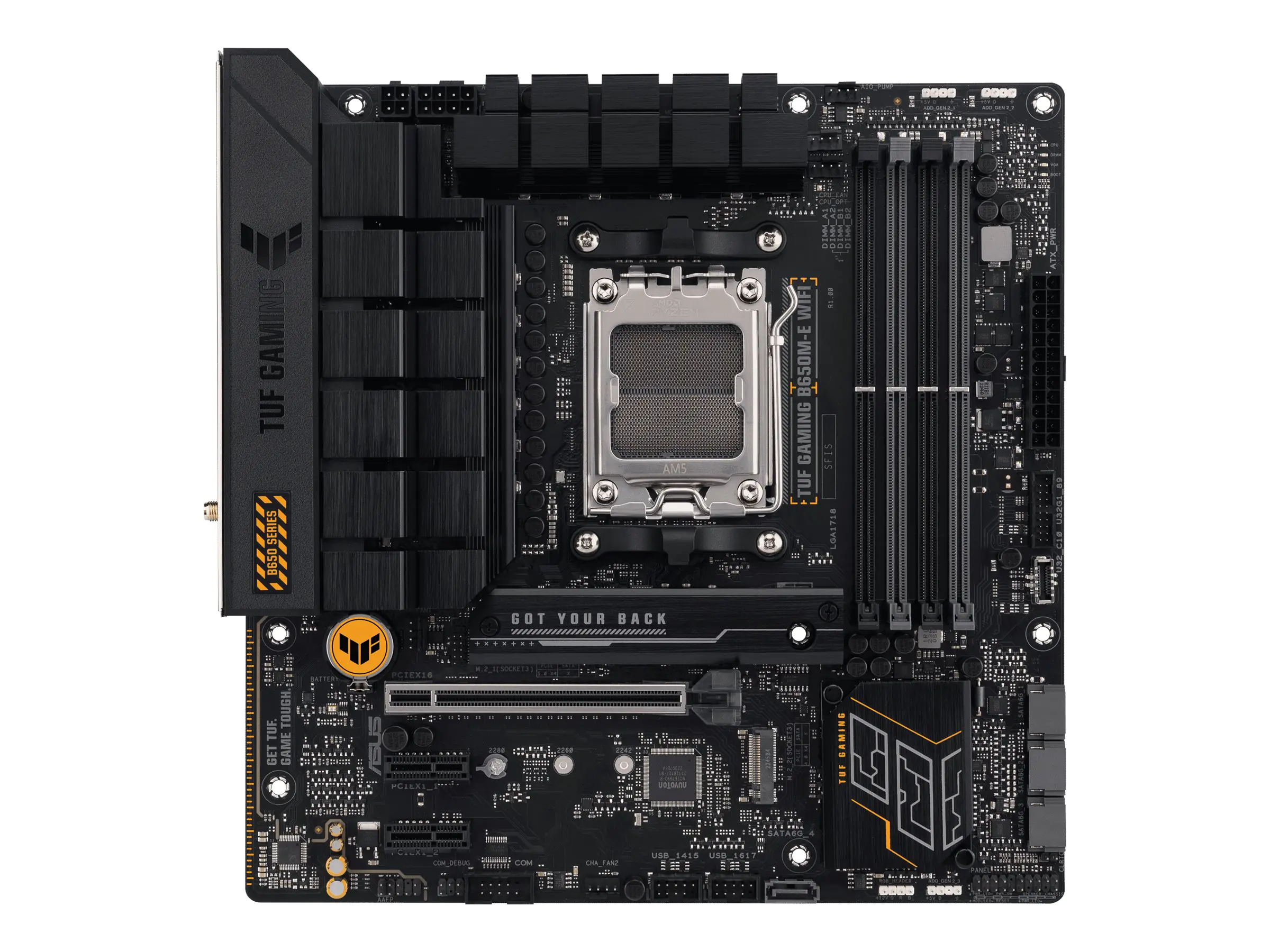 ASUS TUF GAMING B650M-E WIFI - Motherboard - micro ATX - Socket AM5 - AMD B650 Chipsatz - USB-C 3.2 Gen 2x2, USB 3.1 Gen 2, USB 3.2 Gen 2, USB-C 3.2 Gen 1 - 2.5 Gigabit LAN, Bluetooth, Wi-Fi 6 - Onboard-Grafik (CPU erforderlich) 90MB1FV0-M0EAY0