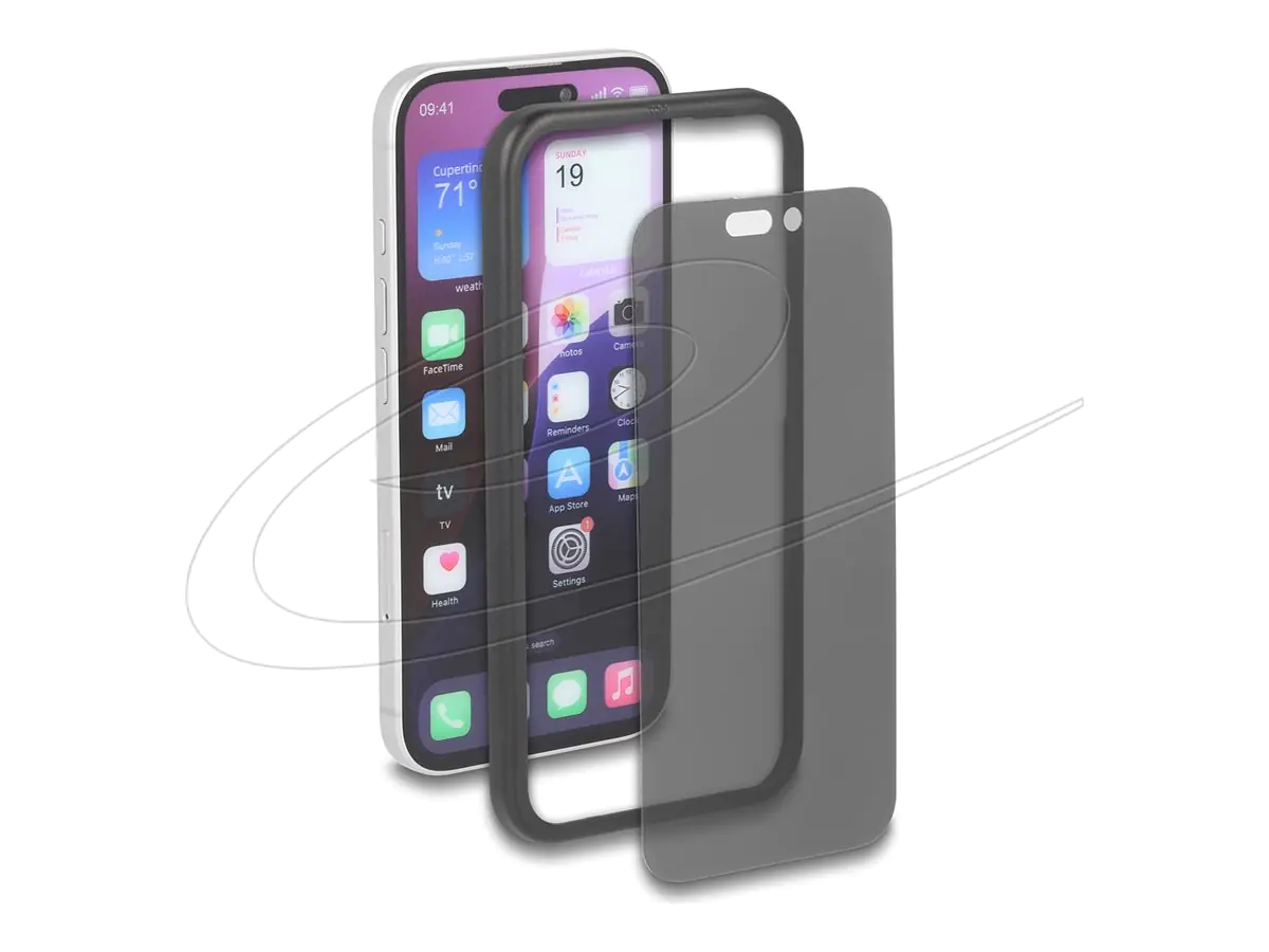 Delock Schutzfolie für iPhone 16 mit Sichtschutz aus gehärtetem Glas Anti Spy