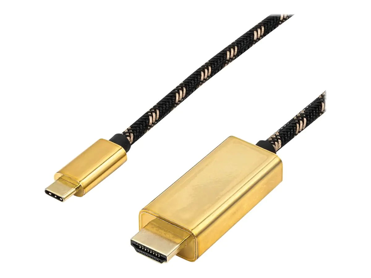 Roline Gold - Adapterkabel - 24 pin USB-C männlich zu HDMI männlich - 2 m - Doppelisolierung - schwarz-gold - 4K Unterstützung
