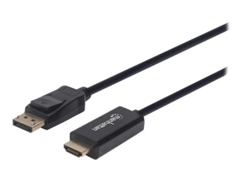 Manhattan DisplayPort 1.1 to HDMI Cable, 1080p@60Hz, 1m, Male to Male, DP With Latch, Black, Not Bi-Directional, Three Year Warranty, Polybag - Adapterkabel - DisplayPort männlich eingerastet zu HDMI männlich - 1 m - Schwarz - geformt, 1080p-Unterstützung