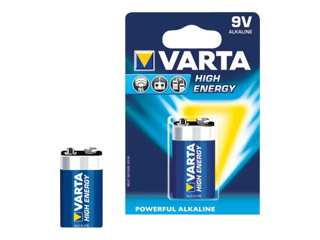 Varta High Energy - Batterie 9V Alkalisch 550 mAh 04922 121 411 Varta High Energy - Batterie 9V Alkalisch 550 mAh 04922 121 411