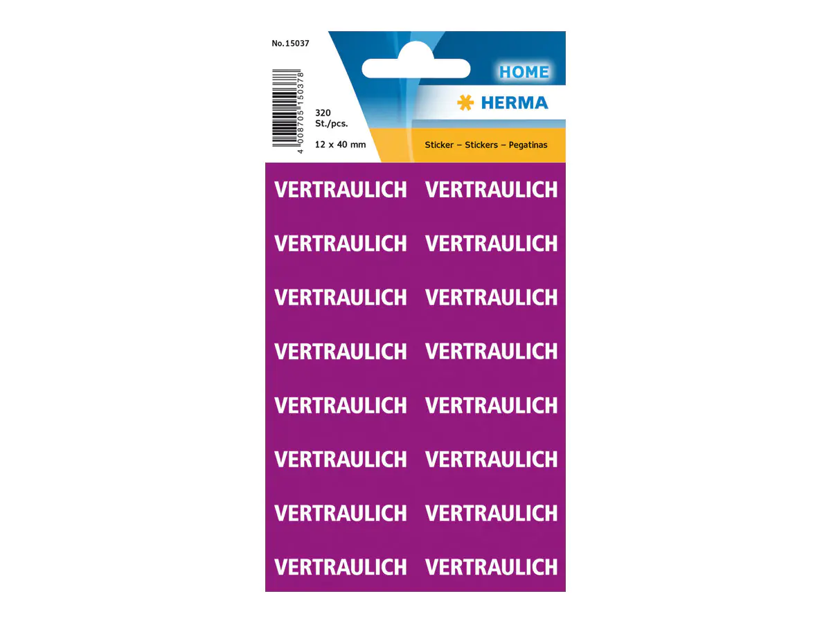 HERMA Hinweisetikett 15037 12,5x40mm Vertraulich 320 St./Pack.