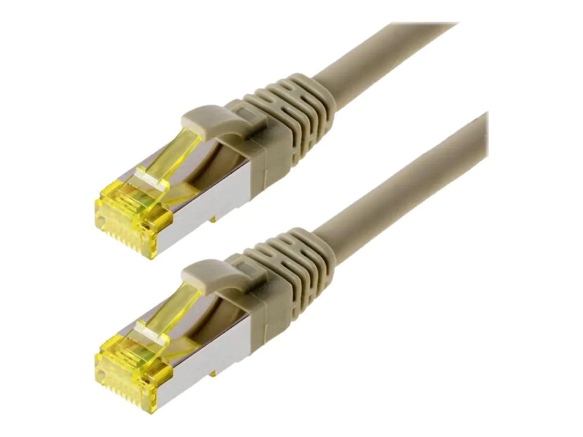 Helos - Patch-Kabel - RJ-45 (M) bis RJ-45 (M) - 25 cm - SFTP, PiMF - CAT 6a - halogenfrei, geformt, ohne Haken - Grau Helos - Patch-Kabel - RJ-45 (M) bis RJ-45 (M) - 25 cm - SFTP, PiMF - CAT 6a - halogenfrei, geformt, ohne Haken - Grau