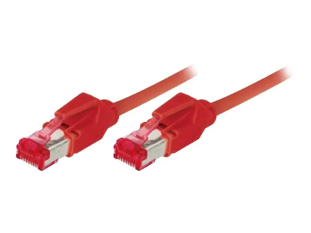 Tecline - Patch-Kabel - RJ-45 (M) bis RJ-45 (M) - 2 m - SFTP, PiMF - CAT 7 (Kabel) / CAT 6a (Anschlüsse) - geschirmt, ohne Haken - Rot