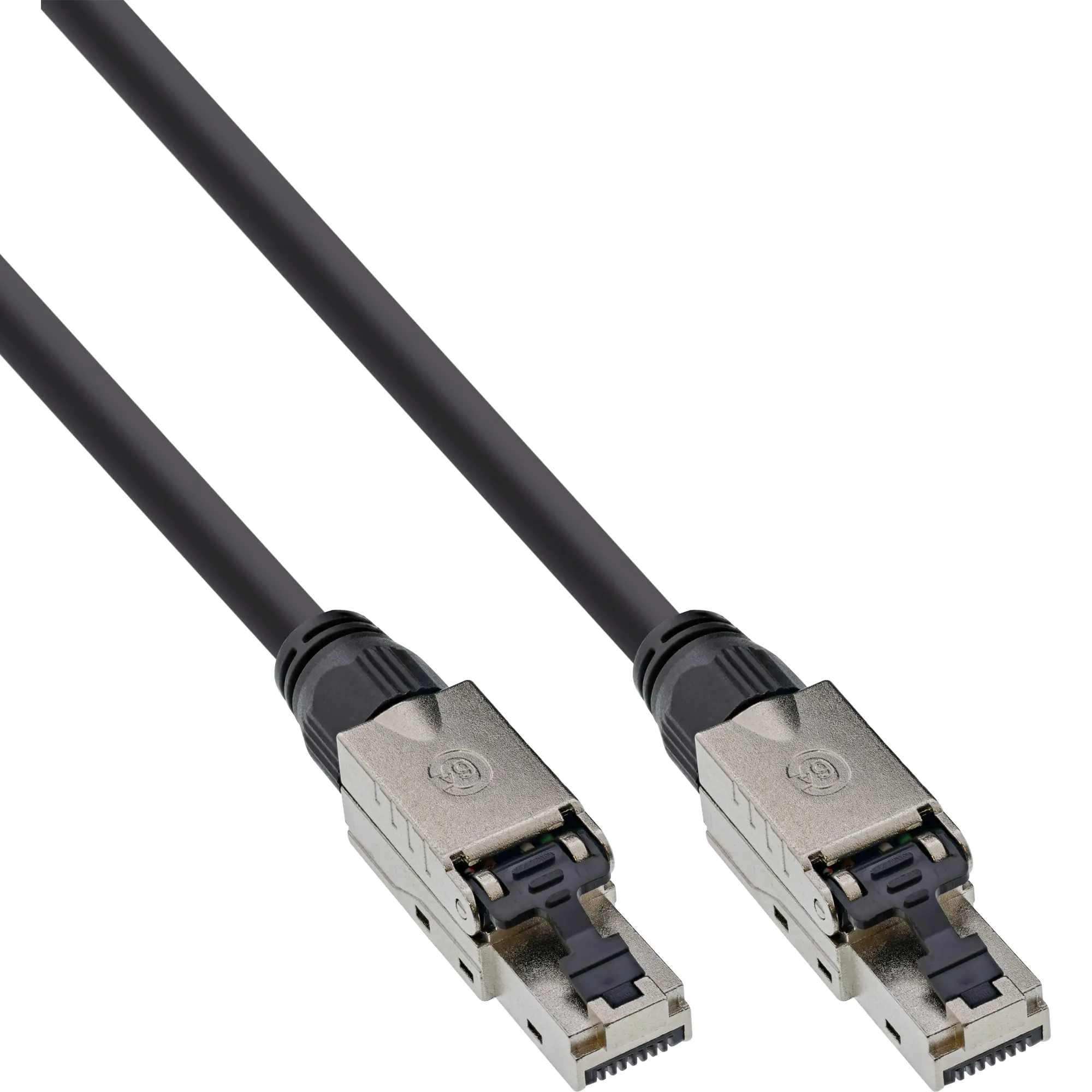 InLine - Patch-Kabel - RJ-45 (M) schraubbar zu RJ-45 (M) schraubbar - 30 m - 7.6 mm - UTP - CAT 6a - halogenfrei, ohne Haken, 4K30Hz Support (HDBaseT) - Schwarz