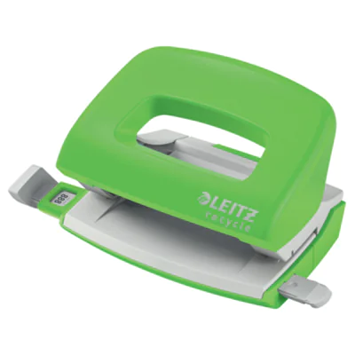 Leitz Locher NeXXt Recycle Mini 8cm 10 Bl. (80 g/m²) mit Anschlagschiene grün Leitz Locher NeXXt Recycle Mini 8cm 10 Bl. (80 g/m²) mit Anschlagschiene grün
